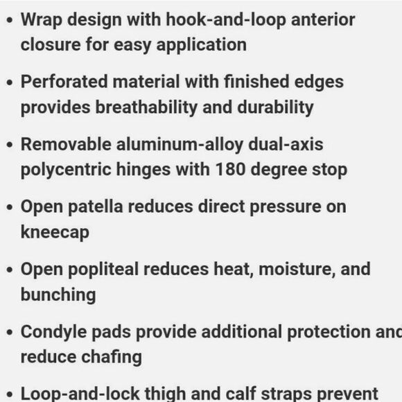 Knee Brace H.K.O. 16 - Anterior Closure Large D-Ring / Hook and Loop Strap Closu - Picture 2 of 3